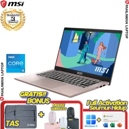 Laptop MSI MODERN 14-C12MO BEIGE ROSE - CORE i5 1235U 8GB SSD 512 GB GARANSI 2 Tahun