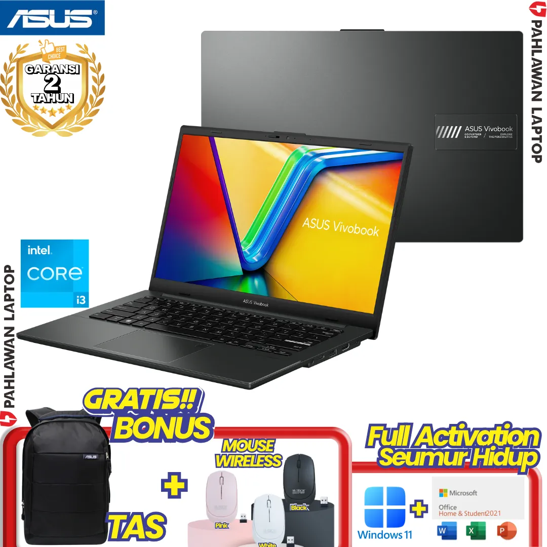 ASUS Vivobook 17,3" FHD, Intel Core I3, 40GB RAM, 1.5TB (1TB SSD + 512GB), Win11 Pro, MS Office Incluso