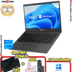Laptop ADVAN Soulmate Black - Celeron N4020 RAM 4GB SSD 128GB GARANSI 1 Tahun