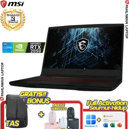 Laptop MSI THIN GF63-12UCX GAMING Black - Core i5 12450H VGA NVIDIA RTX 2050 GARANSI 2 Tahun