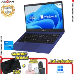 Laptop ADVAN Soulmate BLUE - Celeron N4020 RAM 4GB SSD 128GB GARANSI 1 Tahun