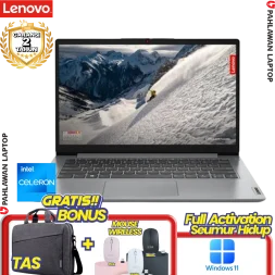 Laptop LENOVO IdeaPad Slim 1 6YID Celeron N4020 RAM 8GB SSD 256 GB Grey GARANSI 2 Tahun