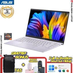 ASUS ZenBook UM425UAZ-OLED752 Ryzen 7 5700 RAM 16 GB SSD 512GB Lilac Mist GARANSI 2 Tahun