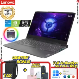 Laptop LENOVO IdeaPad Gaming LOQ 15-AAID CORE i5 13450HX VGA NVIDIA RTX 4050 RAM 12 GB SSD 512 GB 100%sRGB Luna Grey GARANSI 2 Tahun
