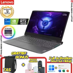 Laptop LENOVO IdeaPad Gaming LOQ 15-AHID CORE CORE i7 13650HX VGA NVIDIA RTX 4050 RAM 12 GB SSD 512 GB 100%sRGB Luna Grey GARANSI 2 Tahun