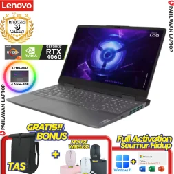 Laptop LENOVO IdeaPad Gaming LOQ 15-1YID RYZEN 7 7435HS VGA NVIDIA RTX 4060 RAM 12 GB SSD 512 GB 100%sRGB Luna Grey GARANSI 2 Tahun