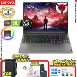 Laptop LENOVO LEGION SLIM 5-57ID RYZEN 7 8845HS VGA NVIDIA RTX 4050 RAM 16 GB SSD 512 GB Luna Grey GARANSI 3 Tahun
