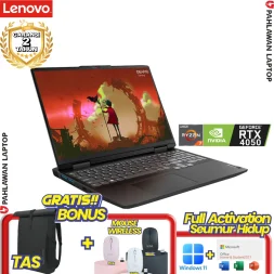 Laptop LENOVO IdeaPad GAMING 3-JLID Ryzen 7 7735HS VGA NVIDIA RTX 4050 RAM 8 GB DDR5 SSD 512 GB Onxy Grey GARANSI 2 Tahun