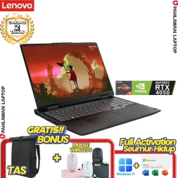 Laptop LENOVO IdeaPad GAMING 3-JKID Ryzen 5 7535HS VGA NVIDIA RTX 4050 RAM 8 GB DDR5 SSD 512 GB Onxy Grey GARANSI 2 Tahun