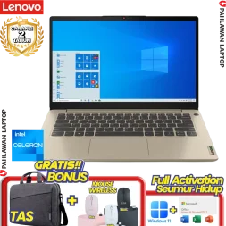 Laptop LENOVO IdeaPad Slim 1 8AID Celeron N4020 RAM 8GB SSD 512 GB Sand GARANSI 2 Tahun