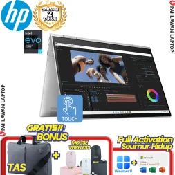 Laptop HP ENVY X360 14-FA0888AU RYZEN 7 8840HS RAM 16 GB SSD 1 TB Silver Flip TouchScreen GARANSI 2 TAHUN