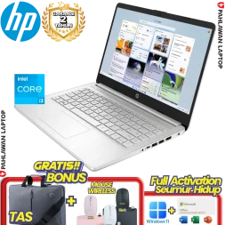 Laptop HP 14S-DQ5777TU Core i3 1215U RAM 8 GB SSD 256 GB Silver GARANSI 2 Tahun