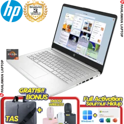 Laptop HP 14S-FQ1135AU Ryzen 5 5500U RAM 8GB SSD 512 GB Silver GARANSI 2 Tahun