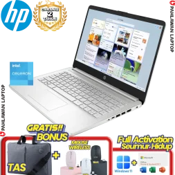 Laptop HP 14S-DQ3110TU Celeron N4500 RAM 8 GB SSD 256 GB Silver GARANSI 2 Tahun