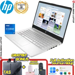 Laptop HP 14-DQ5120TU Core i7 1255U RAM 16 GB SSD 512 GB Silver GARANSI 2 Tahun