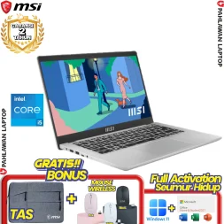 Laptop MSI MODERN 14-C12MO Silver - CORE i5 1235U 8GB SSD 512 GB GARANSI 2 Tahun
