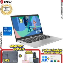 Laptop MSI MODERN 14-C12MO Silver - Core i7 1255U 8GB SSD 512 GB GARANSI 2 Tahun