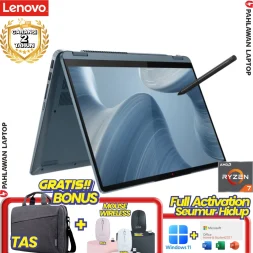 Laptop LENOVO FLEX 5-6MID Flip TouchScreen Ryzen 7 7730U RAM 16 GB SSD 512 GB Stone Blue GARANSI 2 Tahun