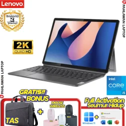 Laptop LENOVO IdeaPad Slim DUET 5-2GID 2 in 1 Tablet - Intel CORE i5 1235U RAM 16 GB SSD 512 GB 12.4 inch 2.5K Storm Grey GARANSI 2 Tahun