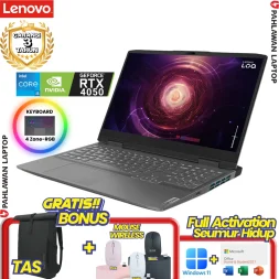 Laptop LENOVO IdeaPad GAMING LOQ 15-0QID Core i5 13450HX VGA NVIDIA RTX 4050 RAM 8 GB SSD 512 GB Storm Grey GARANSI 2 Tahun